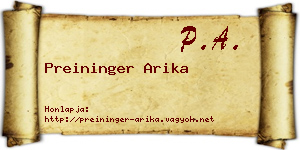 Preininger Arika névjegykártya